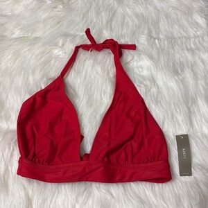 NWT J. Crew Red DD Halter Tie Back Bikini Top Only Size S